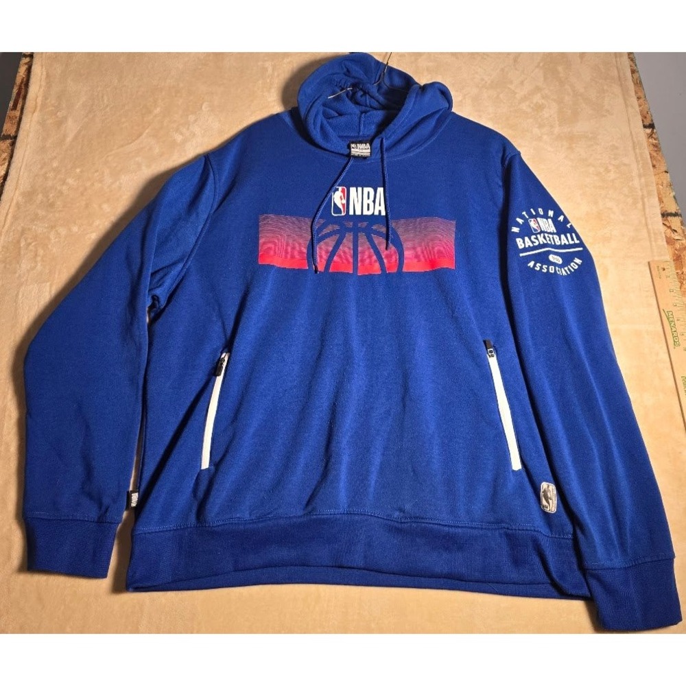 NBA National Basketball Association Mens 2X Blue Fleece Hoodie Zipper Pockets